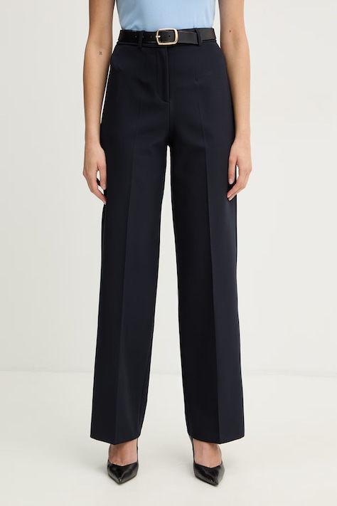 Morgan spodnie POYA.F damskie kolor granatowy szerokie high waist POYA.F