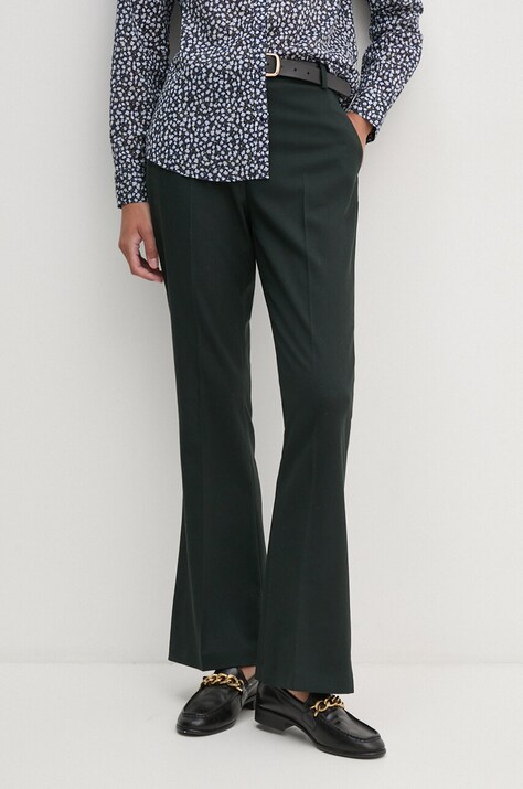 Tommy Hilfiger pantaloni femei, culoarea verde, drept, high waist, WW0WW42953
