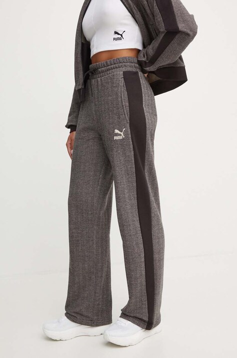 Puma pantaloni de bumbac culoarea gri, modelator, 626798