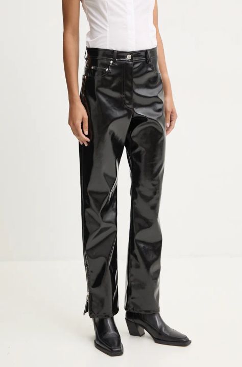 MSGM spodnie damskie kolor czarny proste high waist 3742MDP08.247800