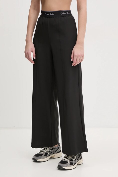 Tréninkové kalhoty Calvin Klein Performance černá barva, široké, high waist, 00GWF4P606