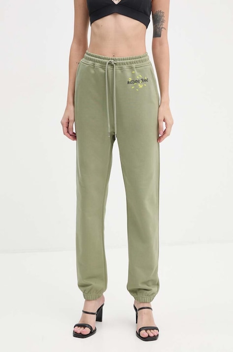 Бавовняні спортивні штани Moschino Jeans колір зелений  J0319 8732