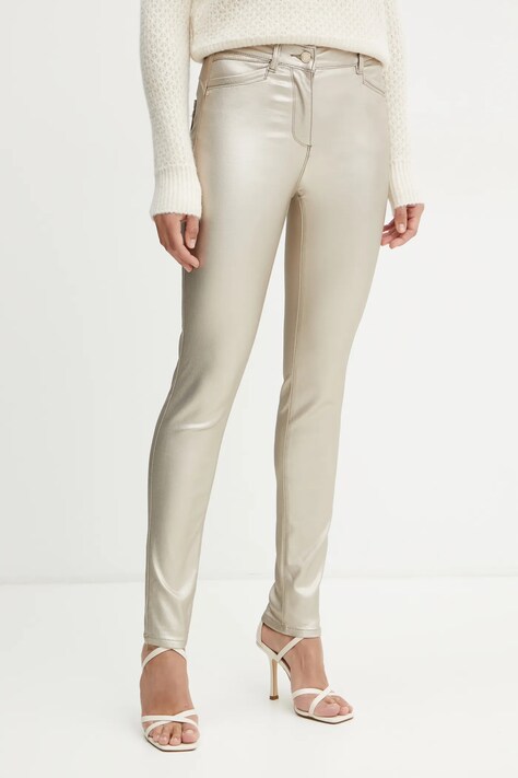 Панталон Morgan PADAMO в златисто с кройка по тялото, с висока талия PADAMO