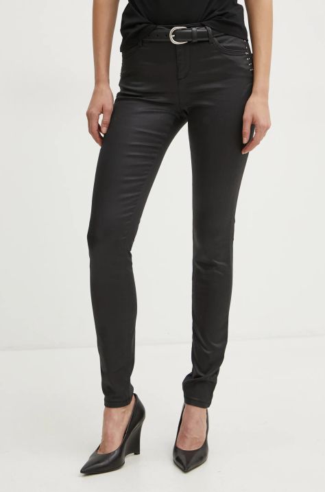 Morgan pantaloni PFRASHI femei, culoarea negru, mulata, high waist, PFRASHI