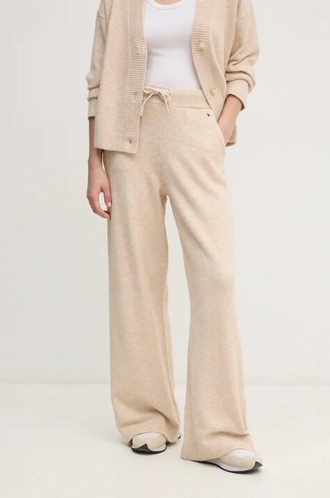 Donji dio trenirke s dodatkom vune Tommy Hilfiger boja: bež, melanž, UW0UW05523