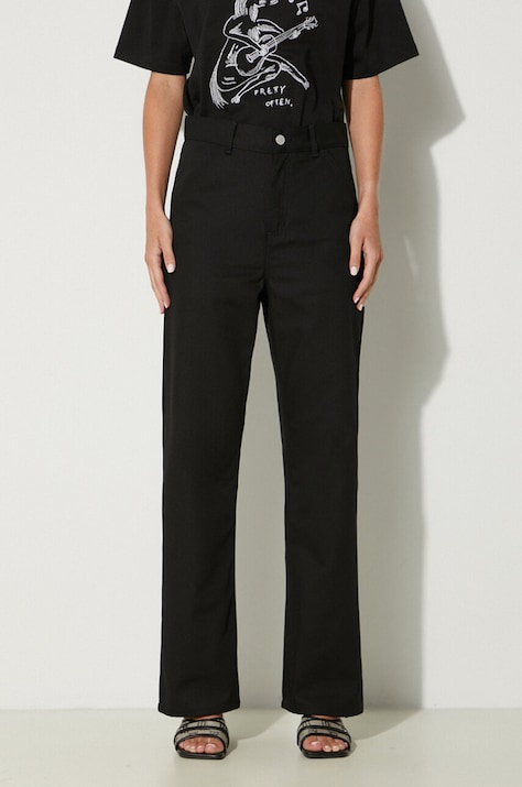 Панталон Carhartt WIP Simple Pant в черно със стандартна кройка, с висока талия I033141.8901
