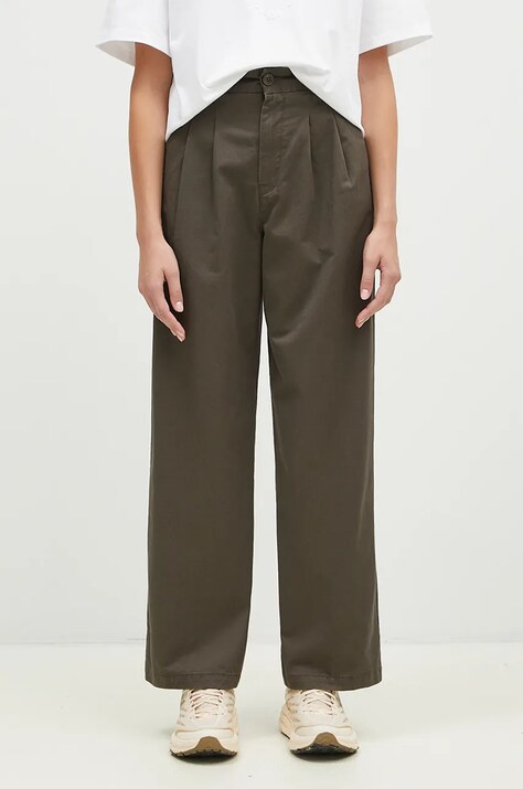 Βαμβακερό παντελόνι Carhartt WIP Leola Pant χρώμα: πράσινο, I033147.96406