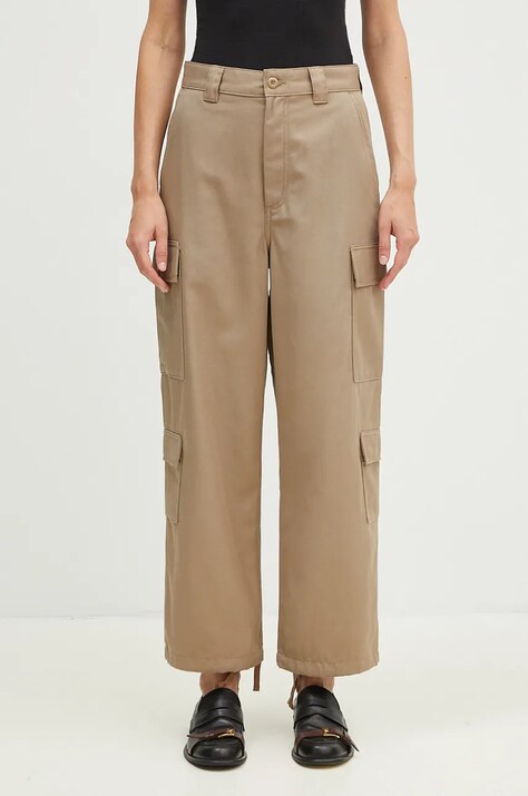 Штани Carhartt WIP Kingsley Pant жіночі колір бежевий широкі висока посадка I033772.8Y01