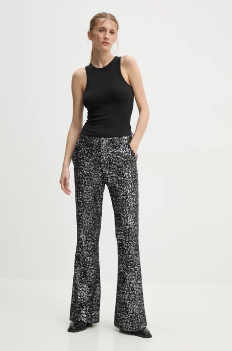 Kalhoty ZADIG&VOLTAIRE dámské, černá barva, zvony, high waist, WWPA00808