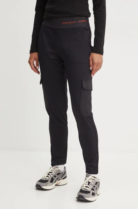 Sportalm pantaloni femei, culoarea negru, mulata, high waist, 1816514679