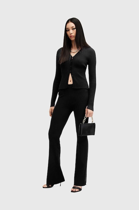 AllSaints pantaloni PEACHES culoarea negru, lat, medium waist, W032TB