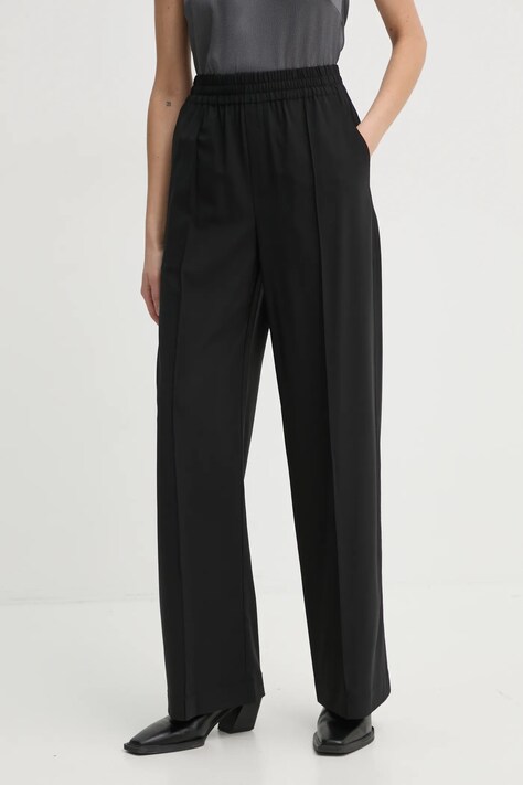 A.L.C. spodnie wełniane Jackson kolor czarny proste high waist 2PANT00141