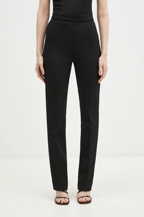 Sportmax pantaloni din lana Teoria12 culoarea negru, drept, high waist, 2422136024600