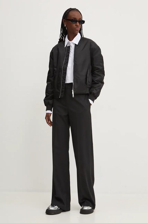 Штани з домішкою вовни HUGO — AW24-SPD1B3, чорний — фото 2