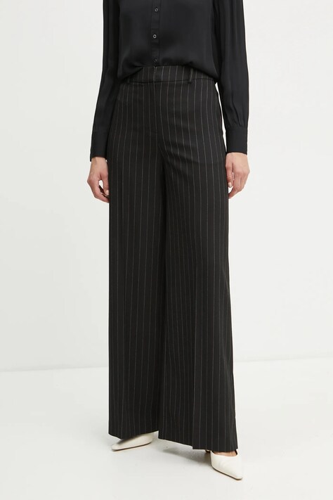 La Mania pantaloni NIGHT femei, culoarea negru, lat, high waist, NIGHT