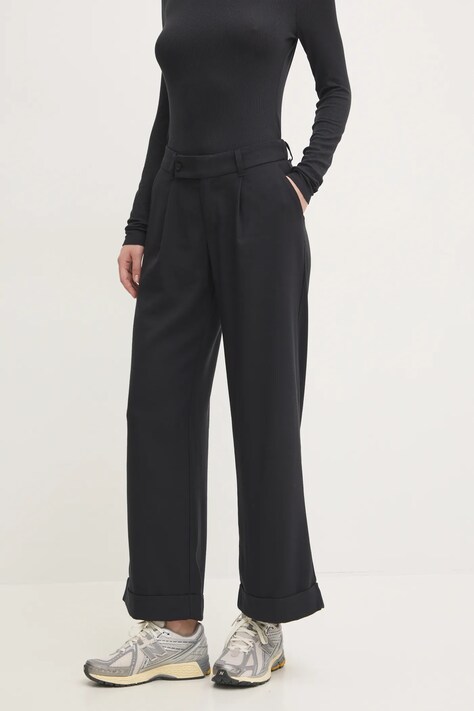 Hollister Co. spodnie damskie kolor czarny szerokie high waist KI356-4140