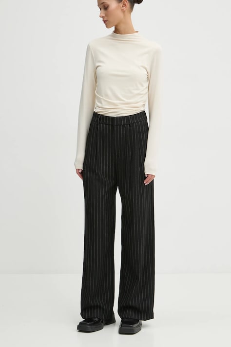 Hollister Co. pantaloni femei, culoarea negru, drept, high waist, KI356-4145