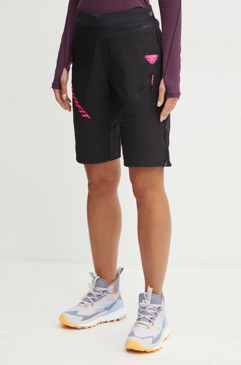 Dynafit pantaloni scurti sport Mezzalama Polartec Alpha femei, culoarea negru, cu imprimeu, high waist, 08.0000071601