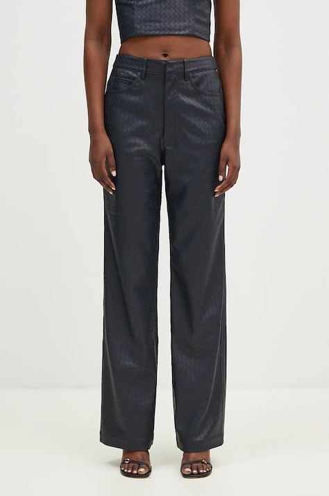 Панталон Rotate Straight Braided в тъмносиньо със стандартна кройка, с висока талия 1128582318