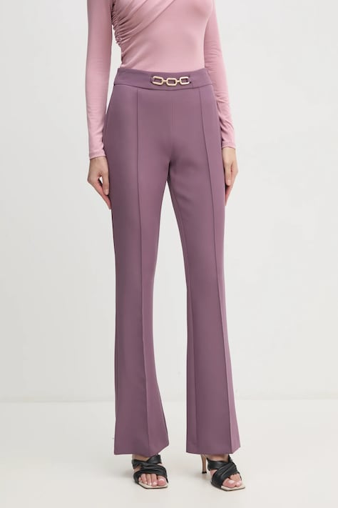 Artigli pantaloni femei, culoarea roz, evazati, high waist, ACPA000038