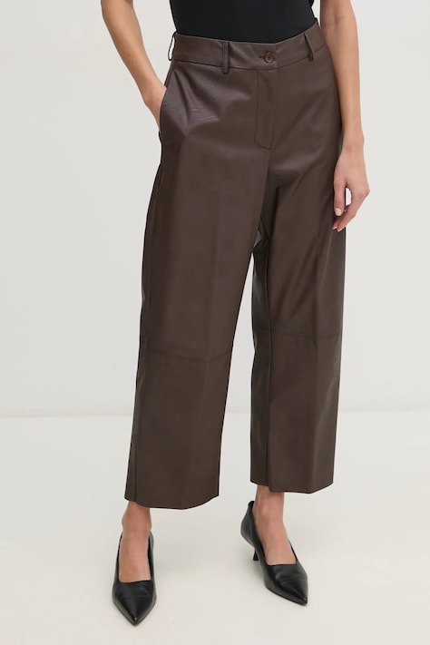Nohavice Sandro Ferrone dámske, hnedá farba, rovné, vysoký pás, SFS15YBERACHELE