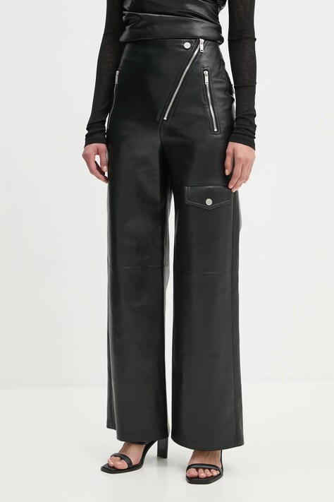 Nanushka spodnie HAYES damskie kolor czarny proste high waist NW24FWPA45300