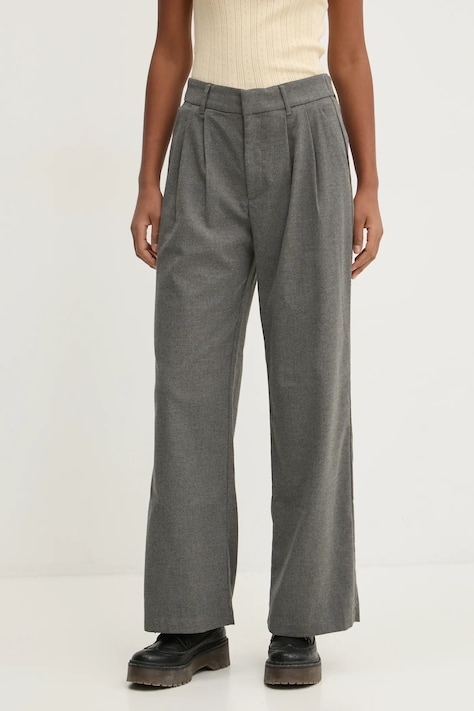 Hollister Co. spodnie damskie kolor szary szerokie high waist KI356-4144