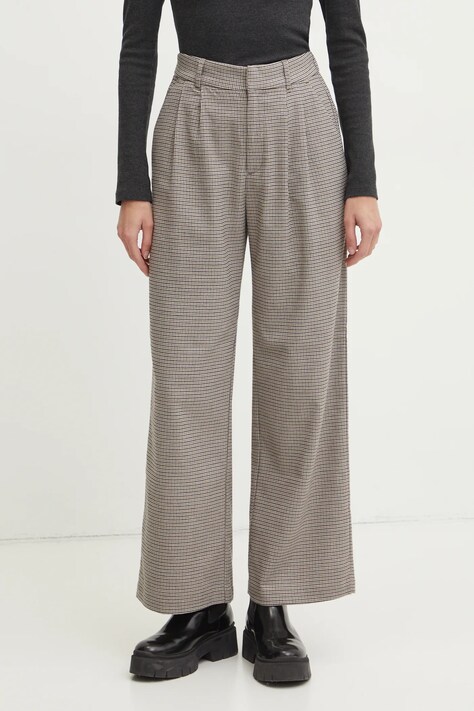 Hollister Co. spodnie damskie kolor beżowy proste high waist KI356-4178