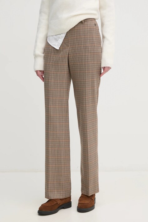 Kalhoty Pedro del Hierro dámské, béžová barva, jednoduché, high waist, 7608787