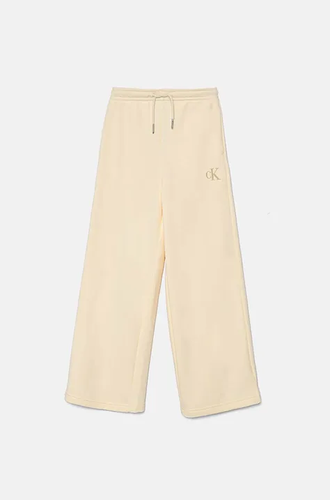Calvin Klein Jeans spodnie dresowe dziecięce kolor beżowy gładkie IG0IG02174
