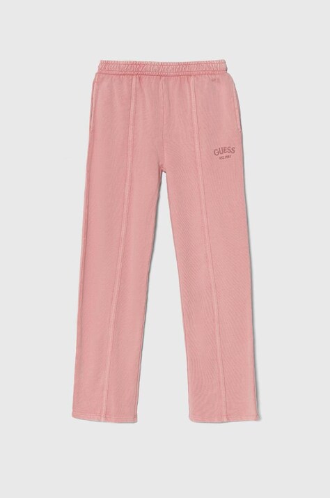 Dětské bavlněné tepláky Guess růžová barva, J4YQ18 KAX74