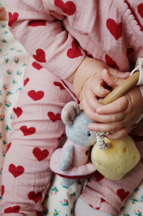Detské bavlnené nohavice Konges Sløjd COCO PANTS GOTS ružová farba, vzorované, KS101463