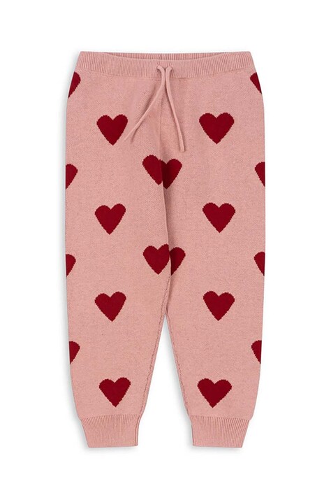 Dječji pamučni donji dio trenirke Konges Sløjd LAPIS KNIT PANTS boja: ružičasta, s uzorkom, KS101555