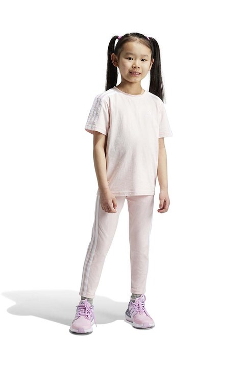 adidas pantaloni de trening pentru copii LK 3S TIGHT culoarea roz, cu imprimeu, IX7356
