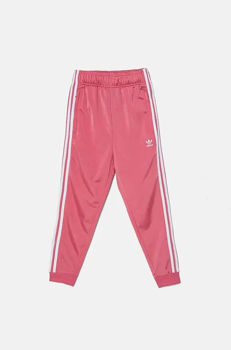 Detské tepláky adidas Originals SST TRACK PANTS ružová farba, s nášivkou, IY7462