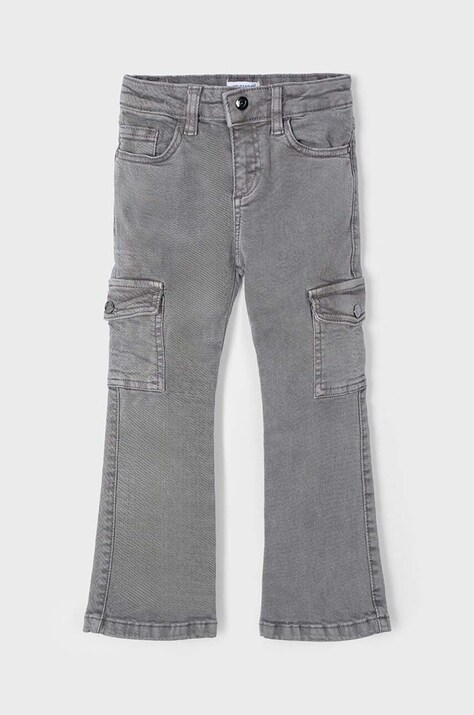 Mayoral pantaloni copii cargo z serży culoarea gri, neted, 4543