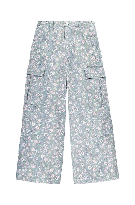 Levi's pantaloni in lana bambino/a TWILL '94 BAGGY WIDE LEG colore turchese 4EL019