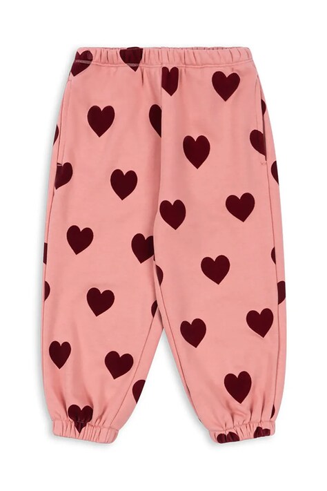 Konges Sløjd pantaloni de trening pentru copii LOU SWEAT PANTS OCS culoarea roz, cu imprimeu, KS102020