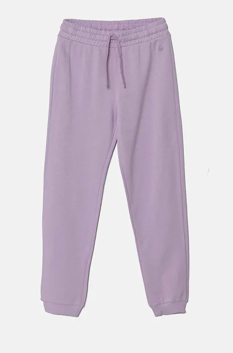 Детские хлопковые штаны United Colors of Benetton цвет фиолетовый однотонные 3J68CF02H