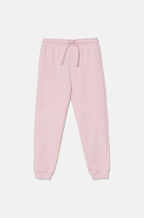 United Colors of Benetton spodnie dresowe bawełniane dziecięce kolor różowy gładkie 3J68CF02H