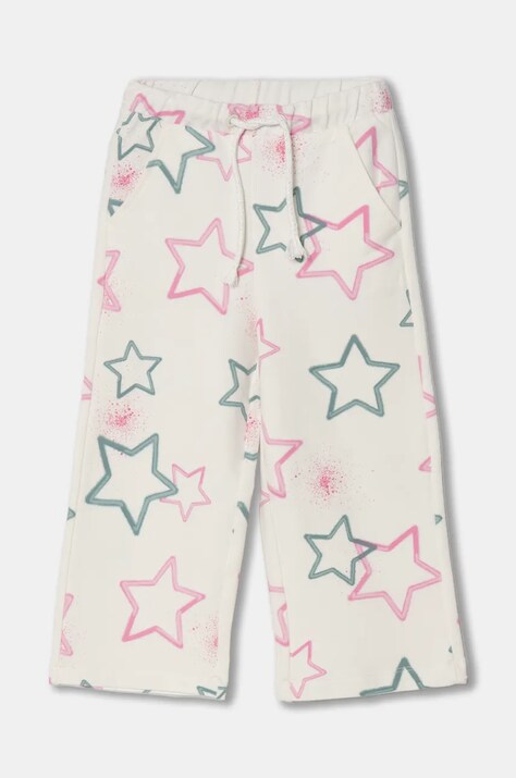 Dětské tepláky United Colors of Benetton bílá barva, vzorované, 39T6GF040