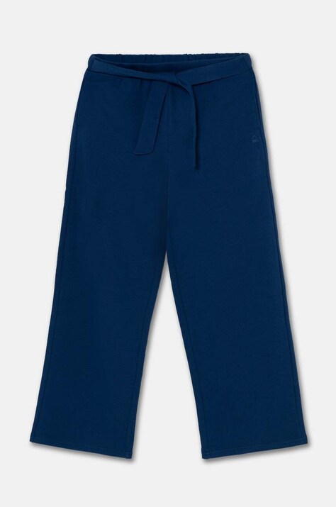 United Colors of Benetton pantaloni de trening din bumbac pentru copii culoarea albastru marin, neted, 3J68CF05F