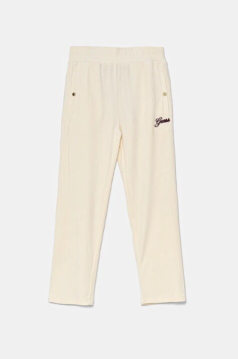 Otroški spodnji del trenirke iz velurja Guess bež barva, J4BQ13 KCH92