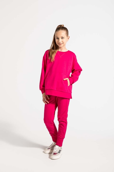 Coccodrillo gyerek pamut melegítőnadrág rózsaszín, sima, EVERYDAY GIRL