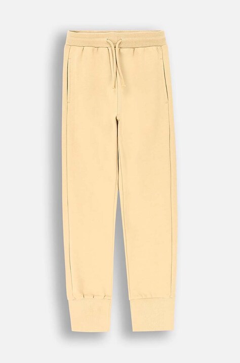 Детски памучен спортен панталон Coccodrillo в бежово с изчистен дизайн EVERYDAY GIRL