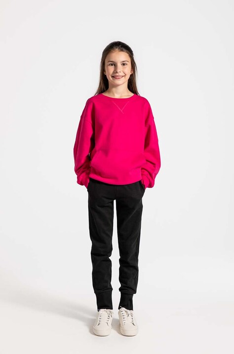 Coccodrillo pantaloni de trening din bumbac pentru copii culoarea negru, neted, EVERYDAY GIRL