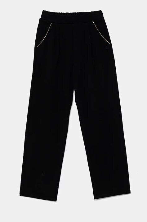 Detské tepláky United Colors of Benetton čierna farba, jednofarebné, 30L3CF05P