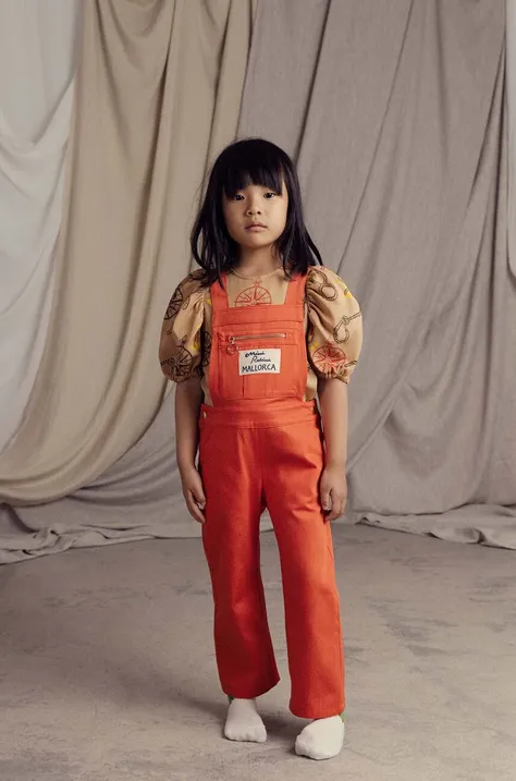 Детский хлопковый комбинезон Mini Rodini Mallorca цвет оранжевый с аппликацией