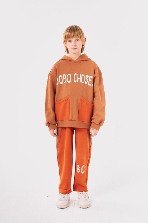 Bobo Choses pantaloni de trening din bumbac pentru copii culoarea portocaliu, modelator, 224AC084