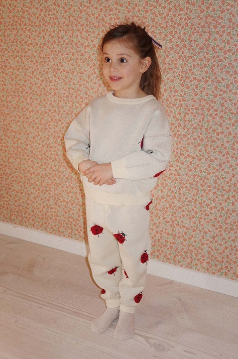 Παιδικό βαμβακερό παντελόνι Konges Sløjd LAPIS KNIT PANTS χρώμα: μπεζ, KS101555